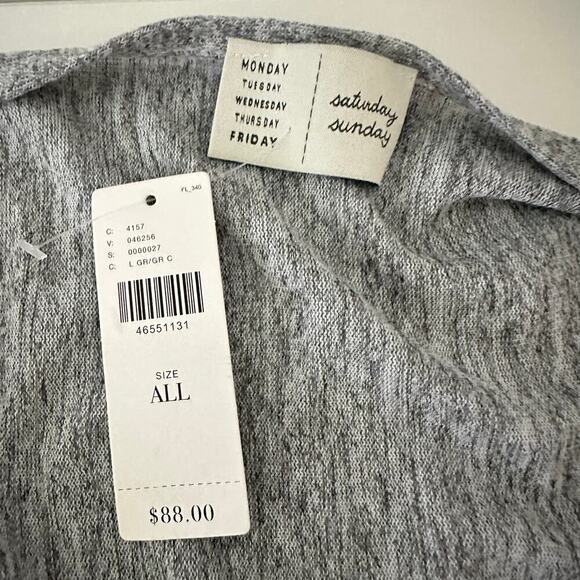 NWTs ANTHROPOLOGIE SATURDAY SUNDAY WRAP GRAY SHORT SLEEVE  SWEATER PULLOVER - Picture 9 of 11
